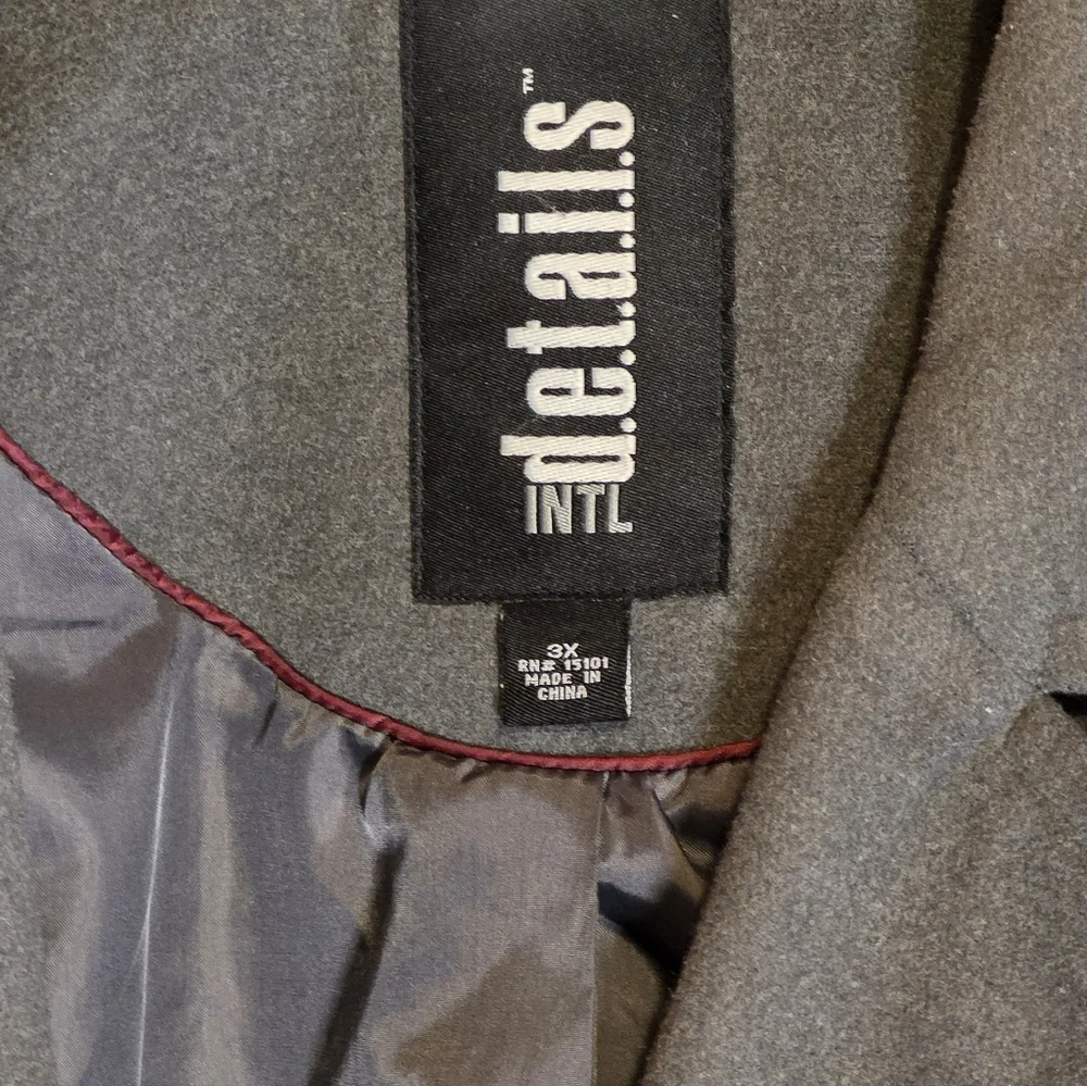 Women's Gray Coat Details International Size 3X